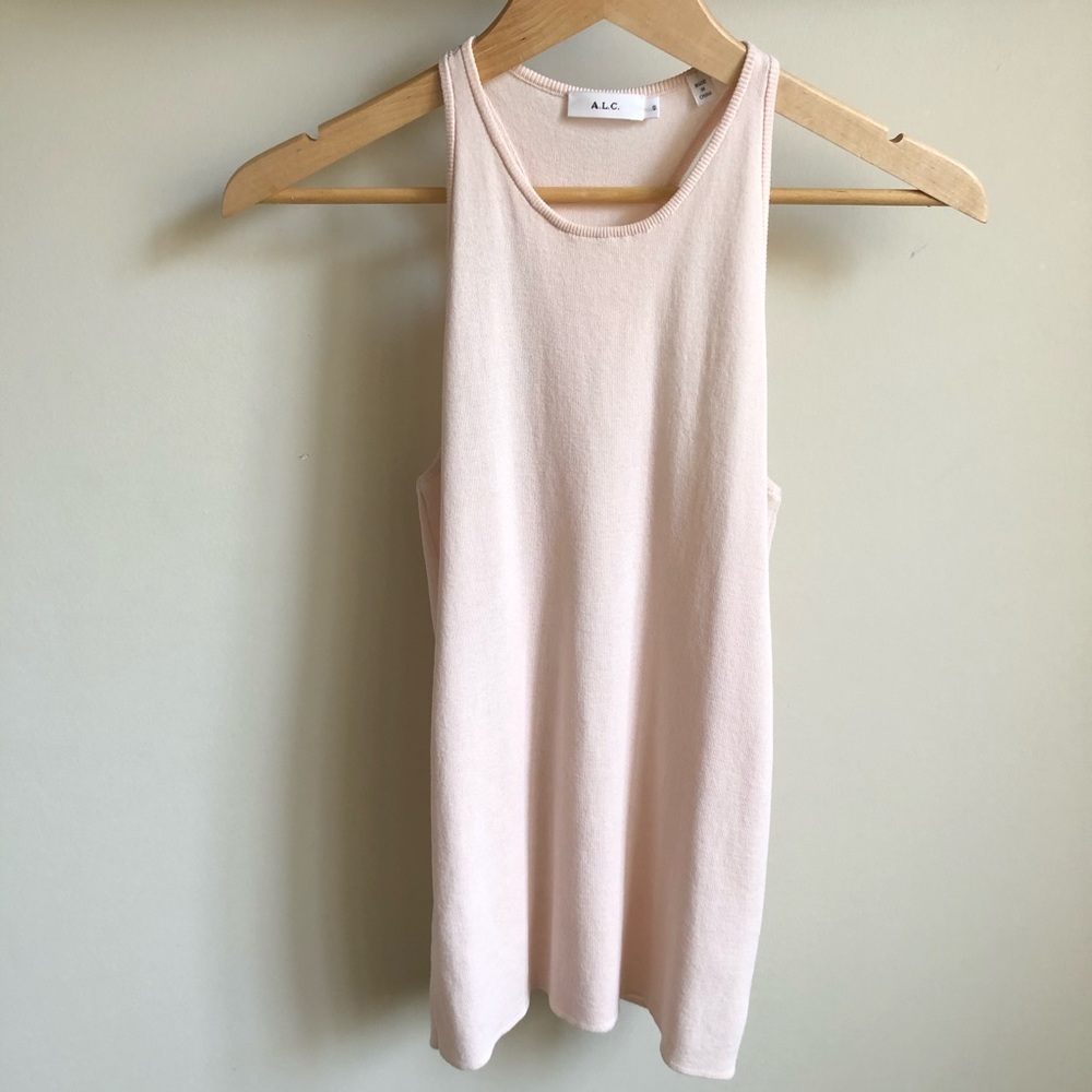 A.L.C. Ribbed Racerback Tank Top Light Pink Size Small - Picture 2 of 10